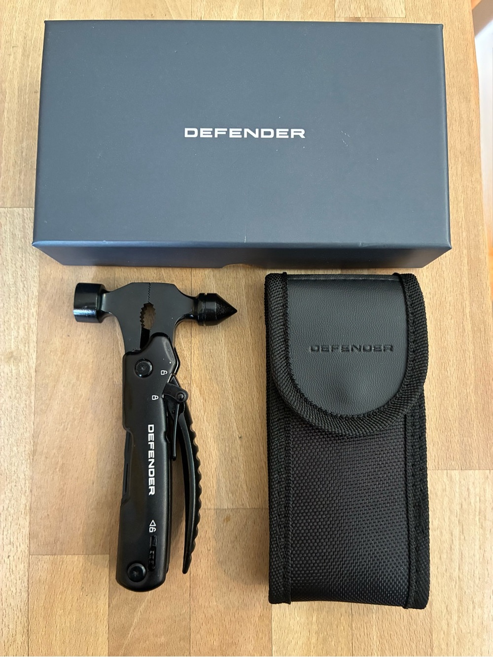 DEFENDER Black Multi-Tool Hammer with Pouch